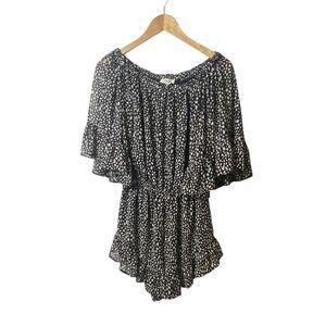 Ee:some Black and Cream Polka Dot Ruffle Romper Whimsygoth Size Small